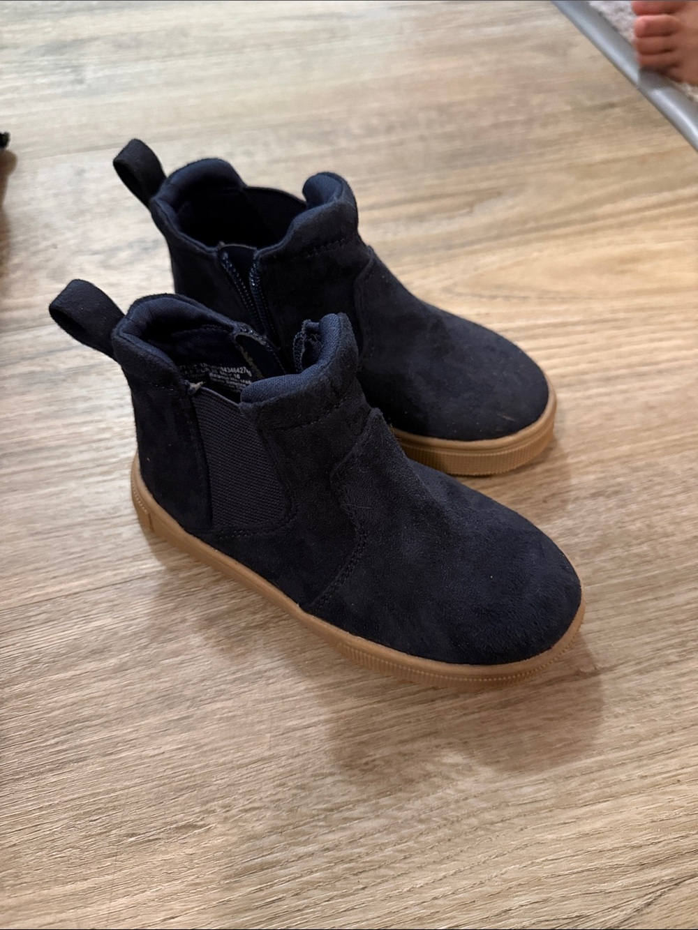 Kids Navy Suede Chelsea Boots with Gum Sole